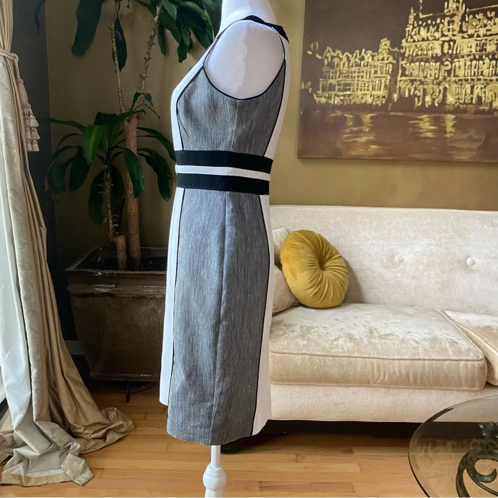 {WHBM} White Gray Black Colorblock Sheath Dress, size 2 - Picture 2 of 12